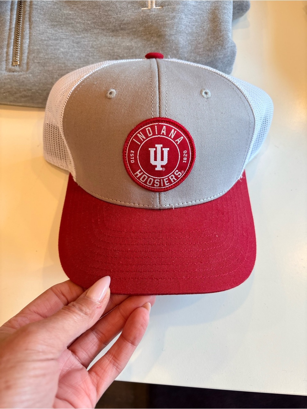 Two-Tone Red and Tan Mesh Back Trucker Hat